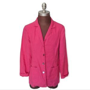 J.Jill 100% Linen Summer Blazer Strawberry Pink Small